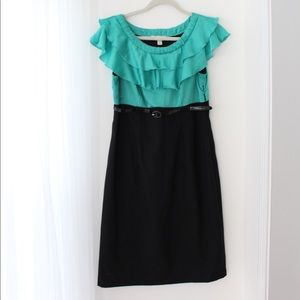 Black and Aqua Shift Dress